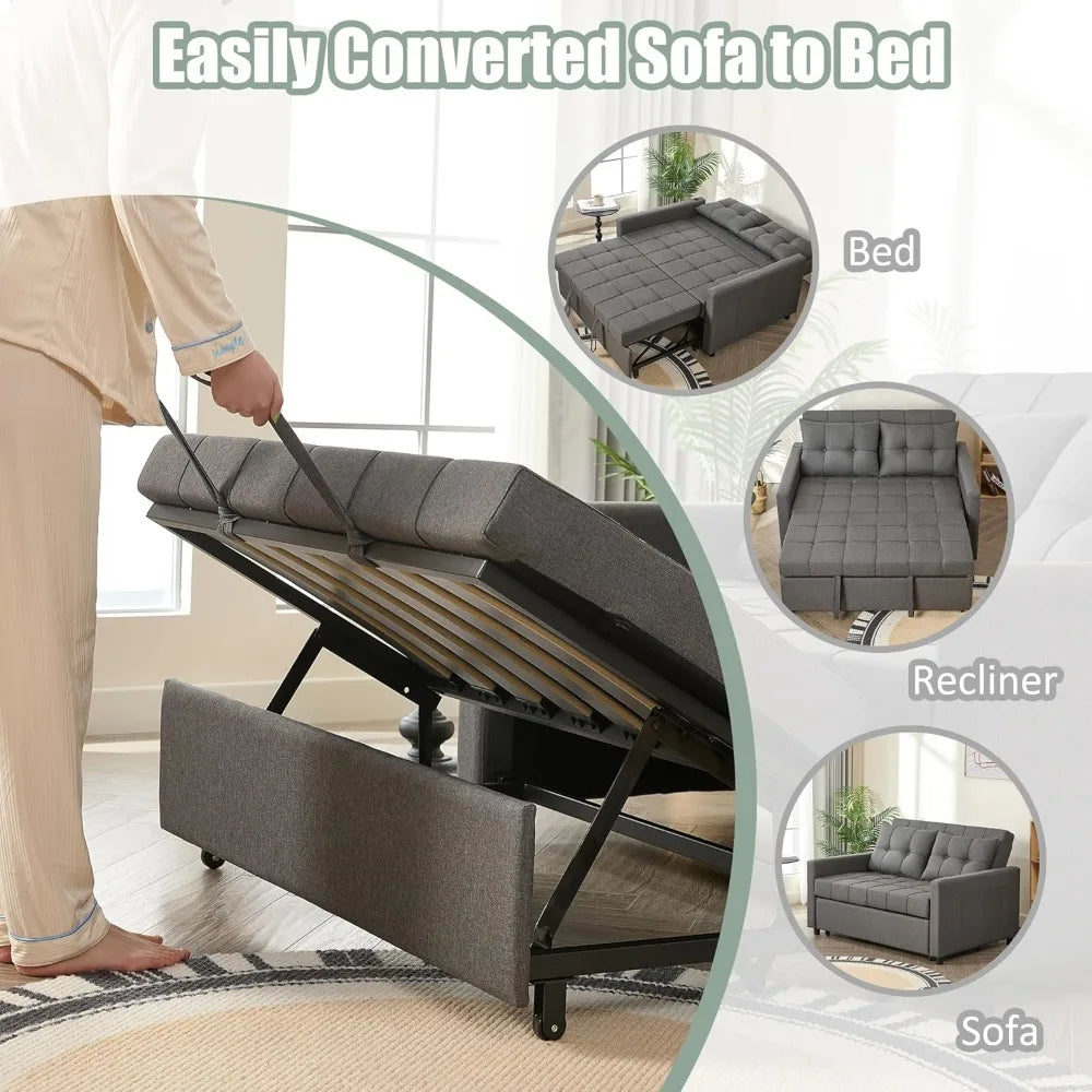 Convertible Sleeper Sofa With Adjustable Back And Pocket