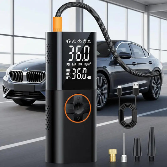 Cordless Air Compressor With Digital Gauge For Cars And Bikes