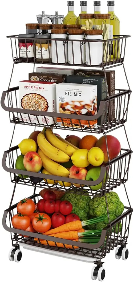 Four Tier Fruit And Vegetable Storage Basket On Wheels