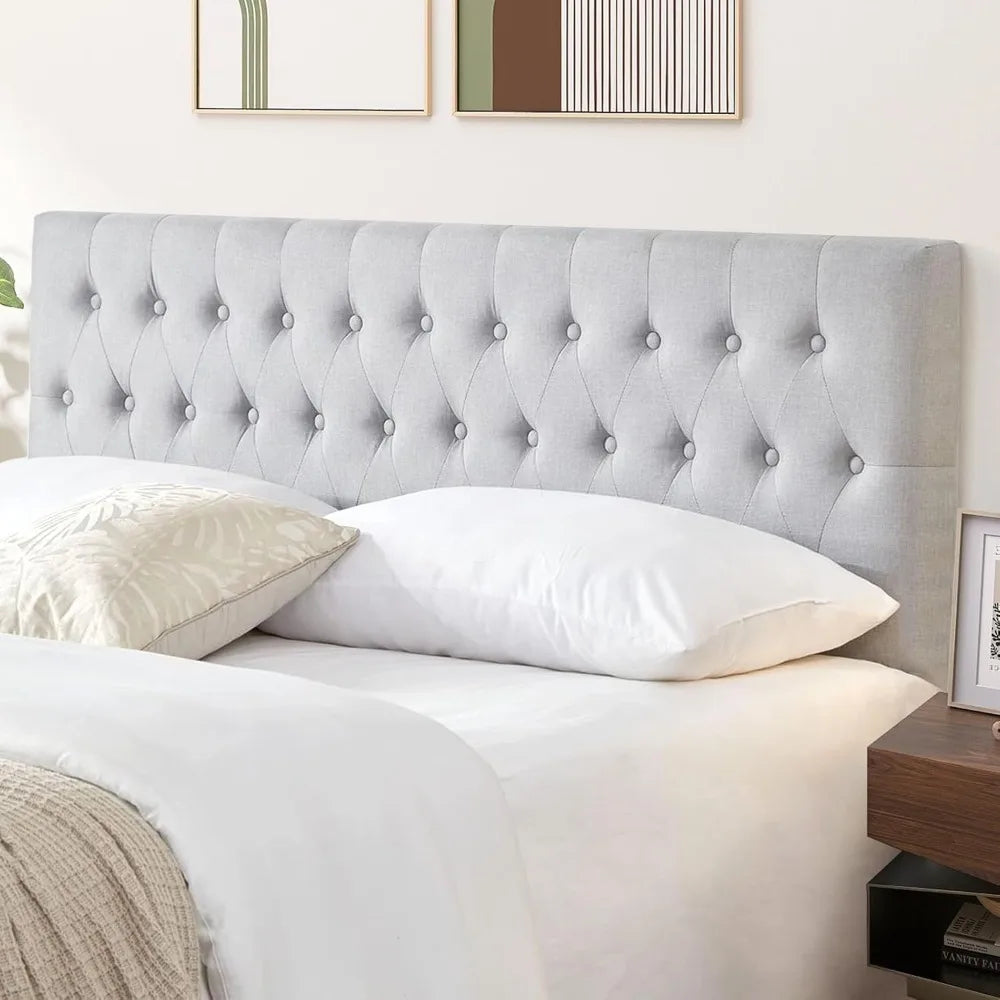 Modern Linen Upholstered Tufted Headboard With Adjustable Comfort