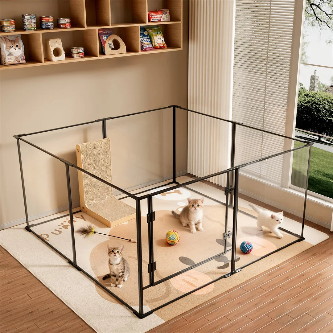 8-Panel Clear Indoor Pet Playpen – 24″ or 30″ High