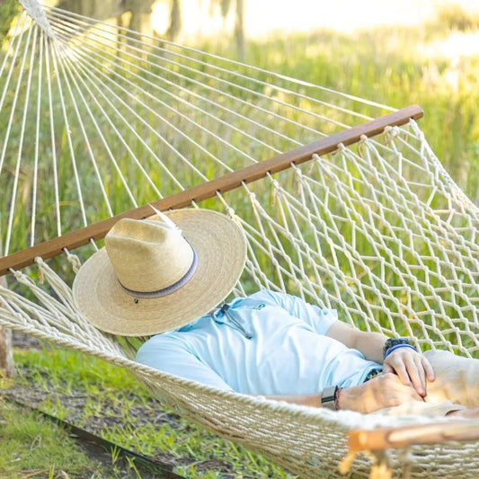 Castaway Living 13 ft. Double Traditional Hand Woven Cotton Rope Hammock with Free Extension Chains & Tree Hooks, Designed in Th