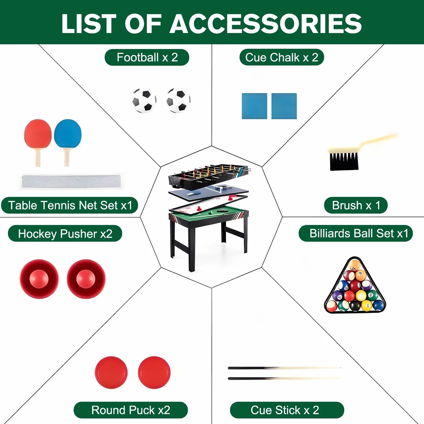 4-in-1 Multi Game Table | Foosball, Billiards, Air Hockey & Table Tennis for Family Game Rooms