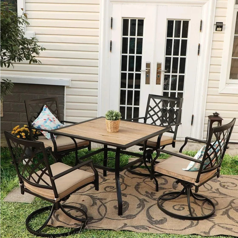 37-Inch Square Outdoor Dining Table with Umbrella Hole