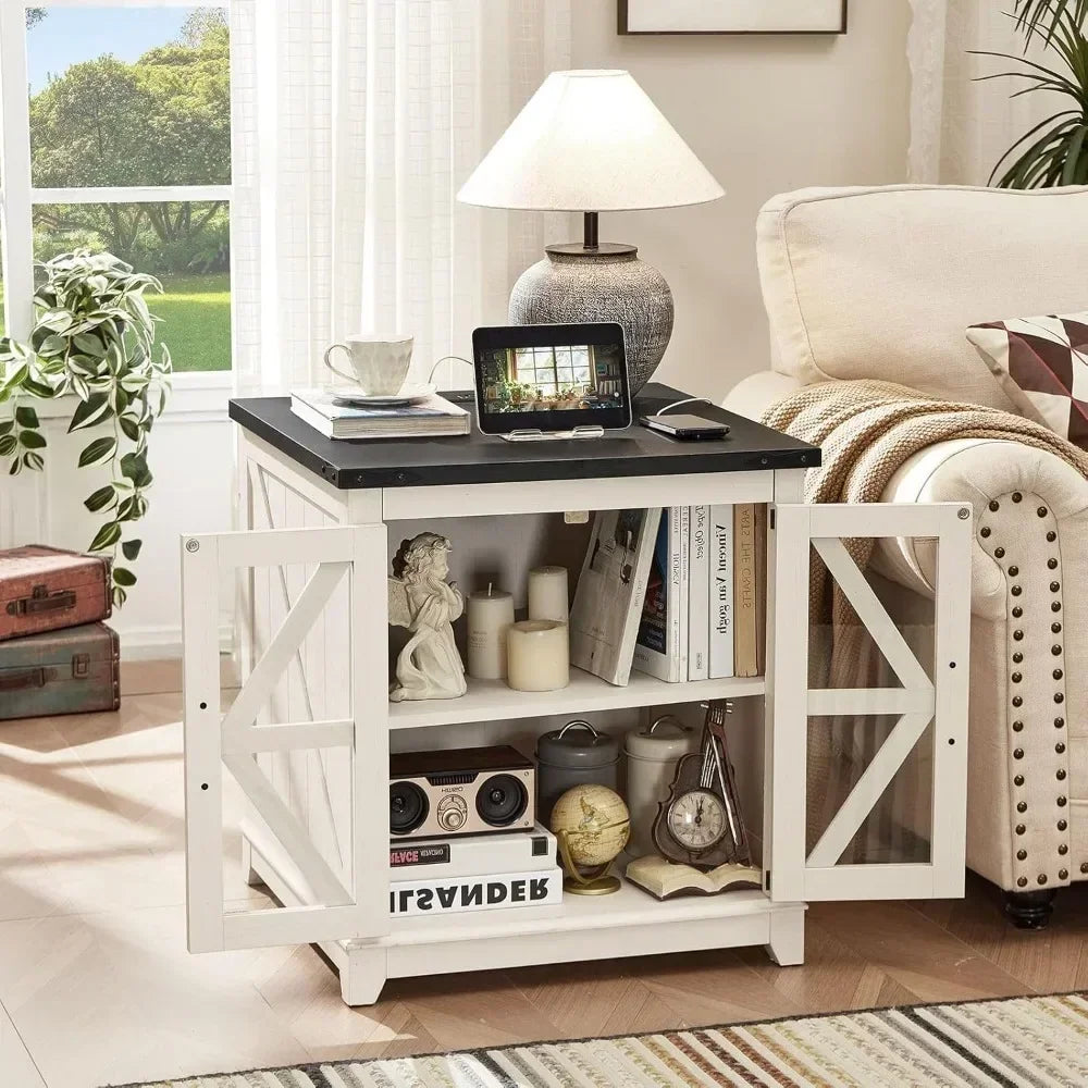 Rustic Farmhouse Coffee Table With Built In Charging Port