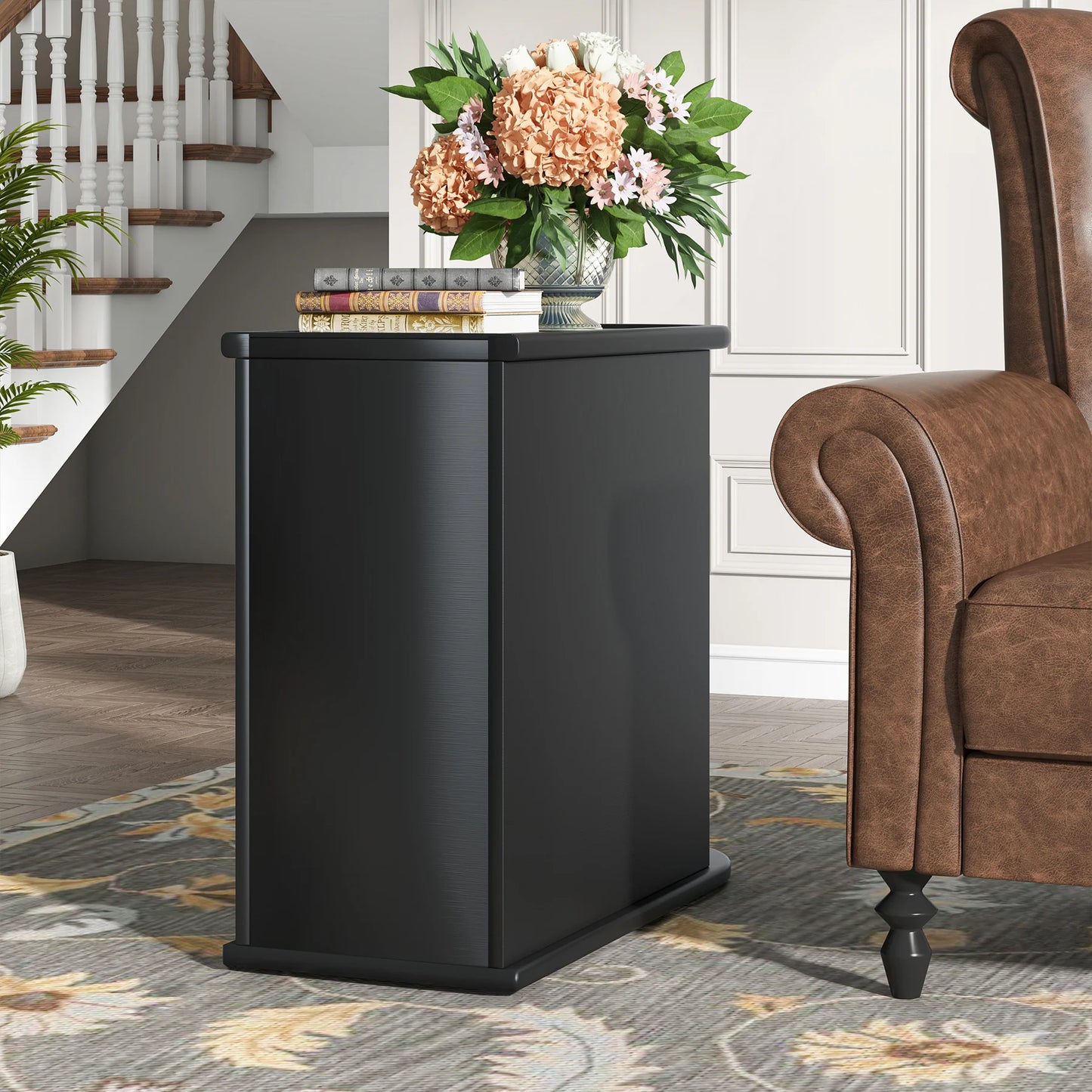 Tribesigns Round Solid Wood End Table With Drawer Nightstand