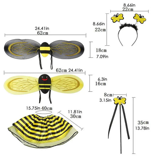 Cute Bee Costume Set for Kids with Wings and Accessories