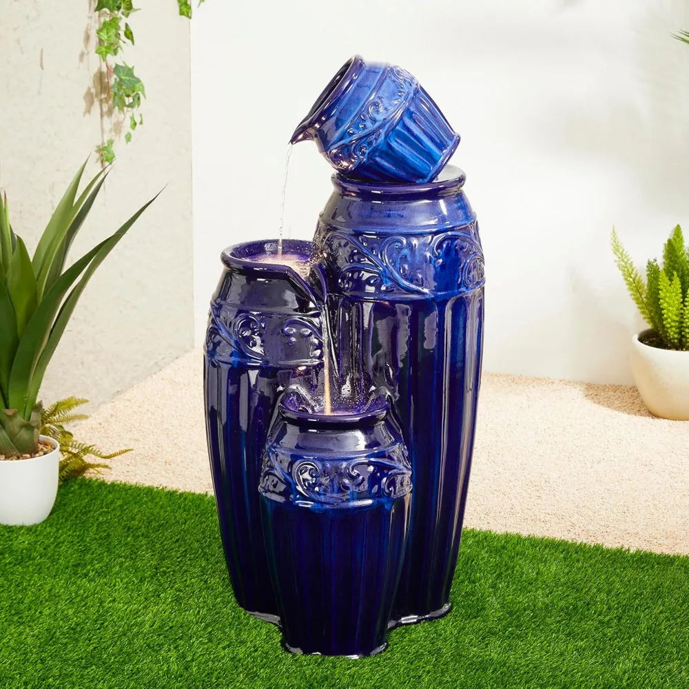 Elegant Outdoor Water Fountain With Led Lights And Pump