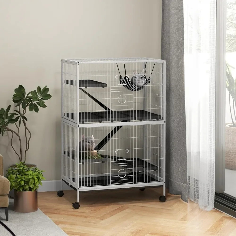 Spacious 5-Tier Small Animal Cage with Hammock Accessory
