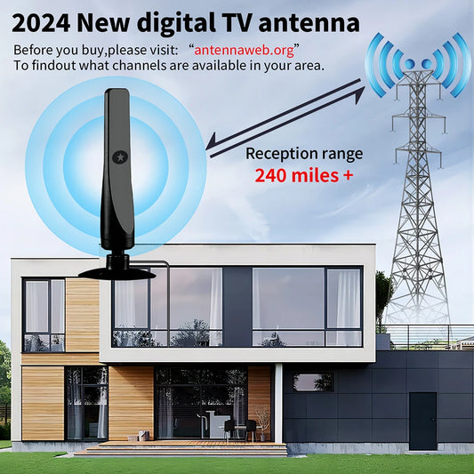 TV Digital Antenna With Signal Booster Suction Cup 4K HD