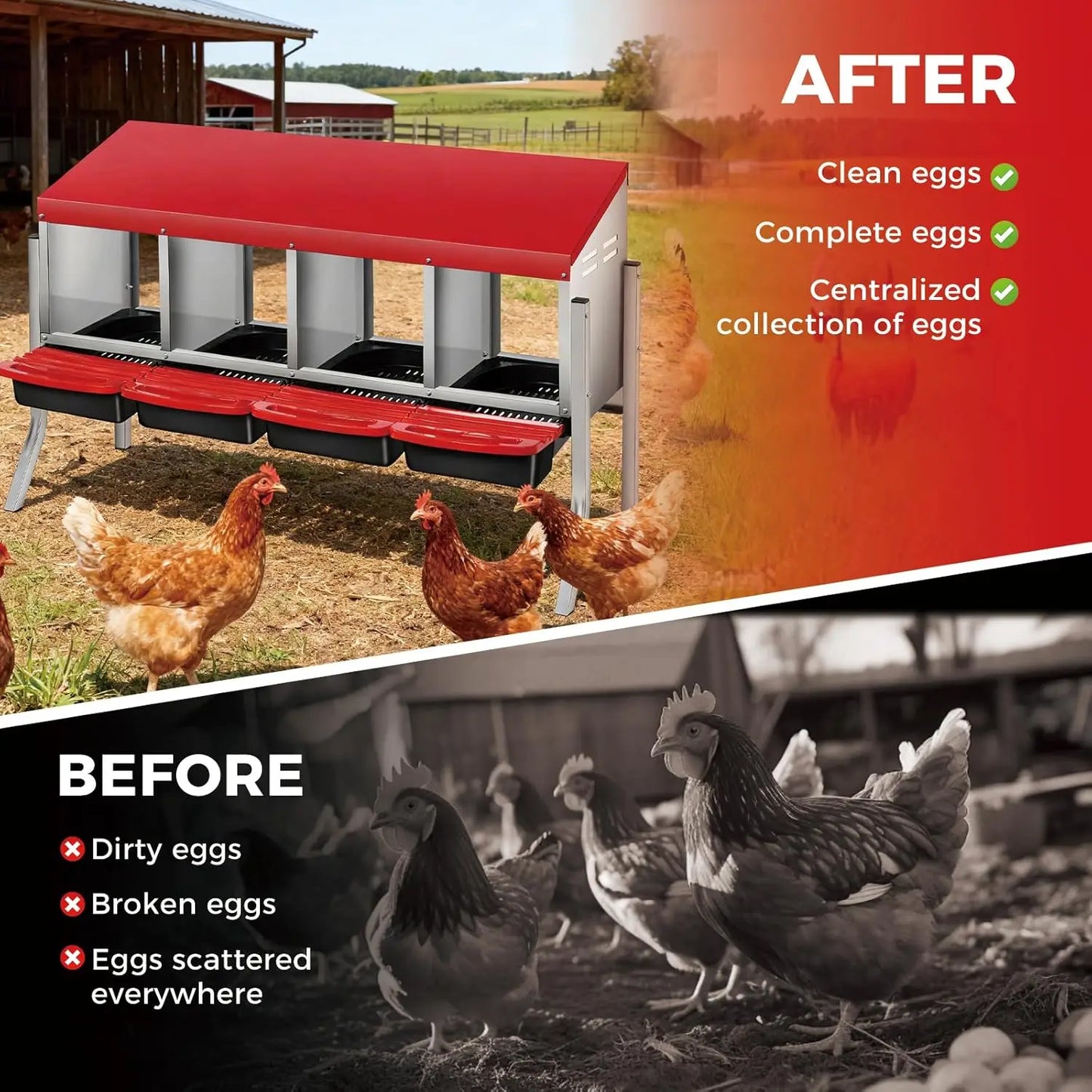 Automatic Rollout Metal Chicken Nesting Box With Collection Tray