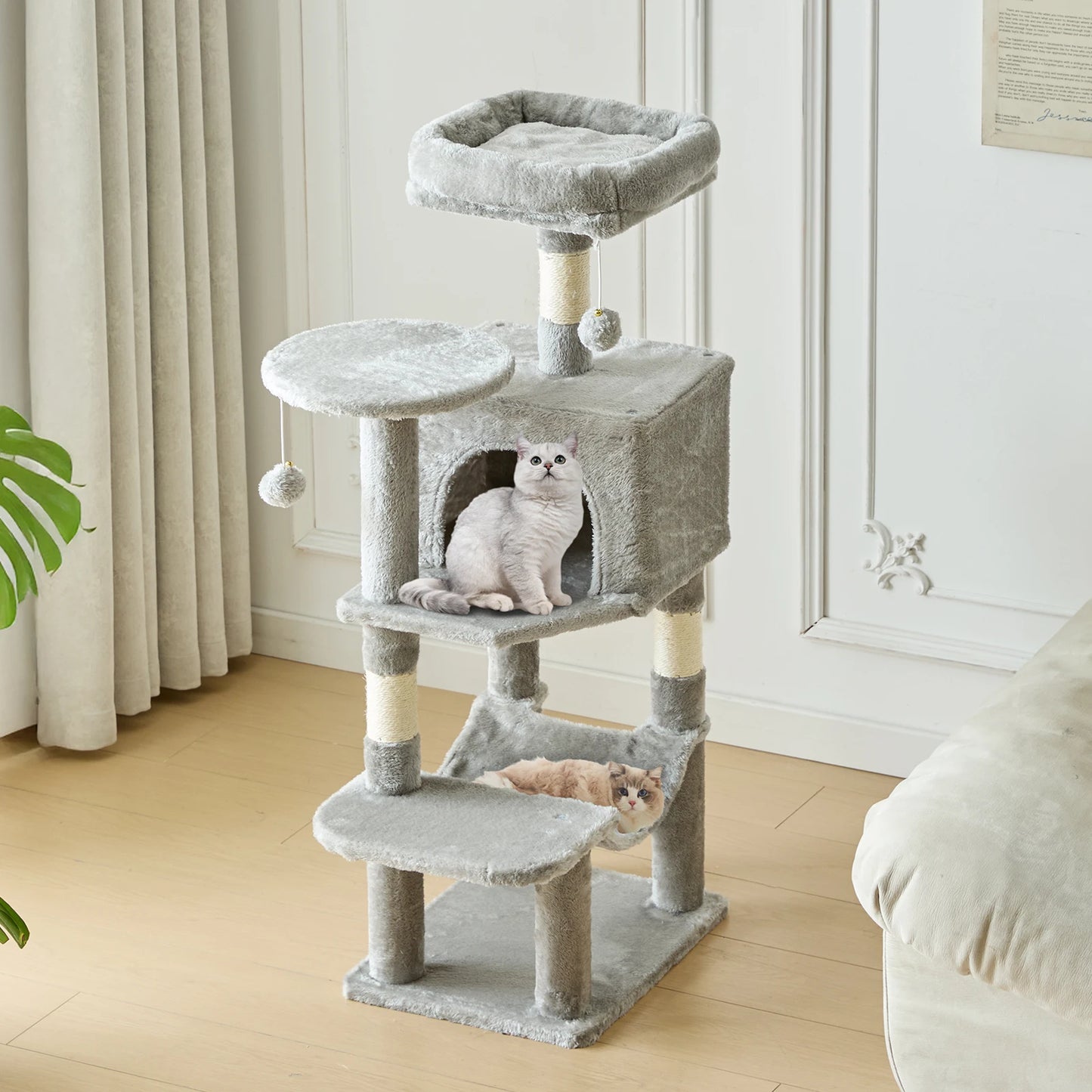 Multi Level Cat Tree With Scratching Posts For Indoor Cats