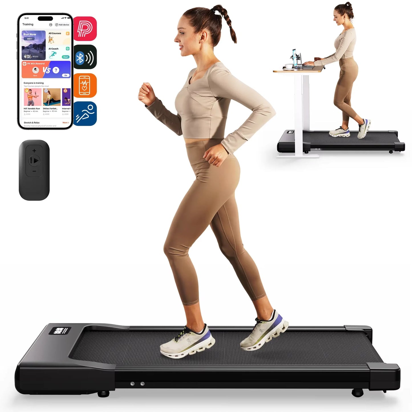 Portable Under Desk Treadmill with Remote Control for Home Office