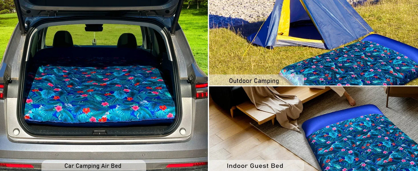 Oversized Fabric-Covered Inflatable Pool Lounger with Headrest