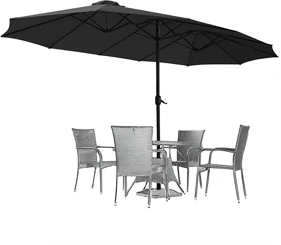Solar Powered Patio Umbrella With LED Lights And Crank