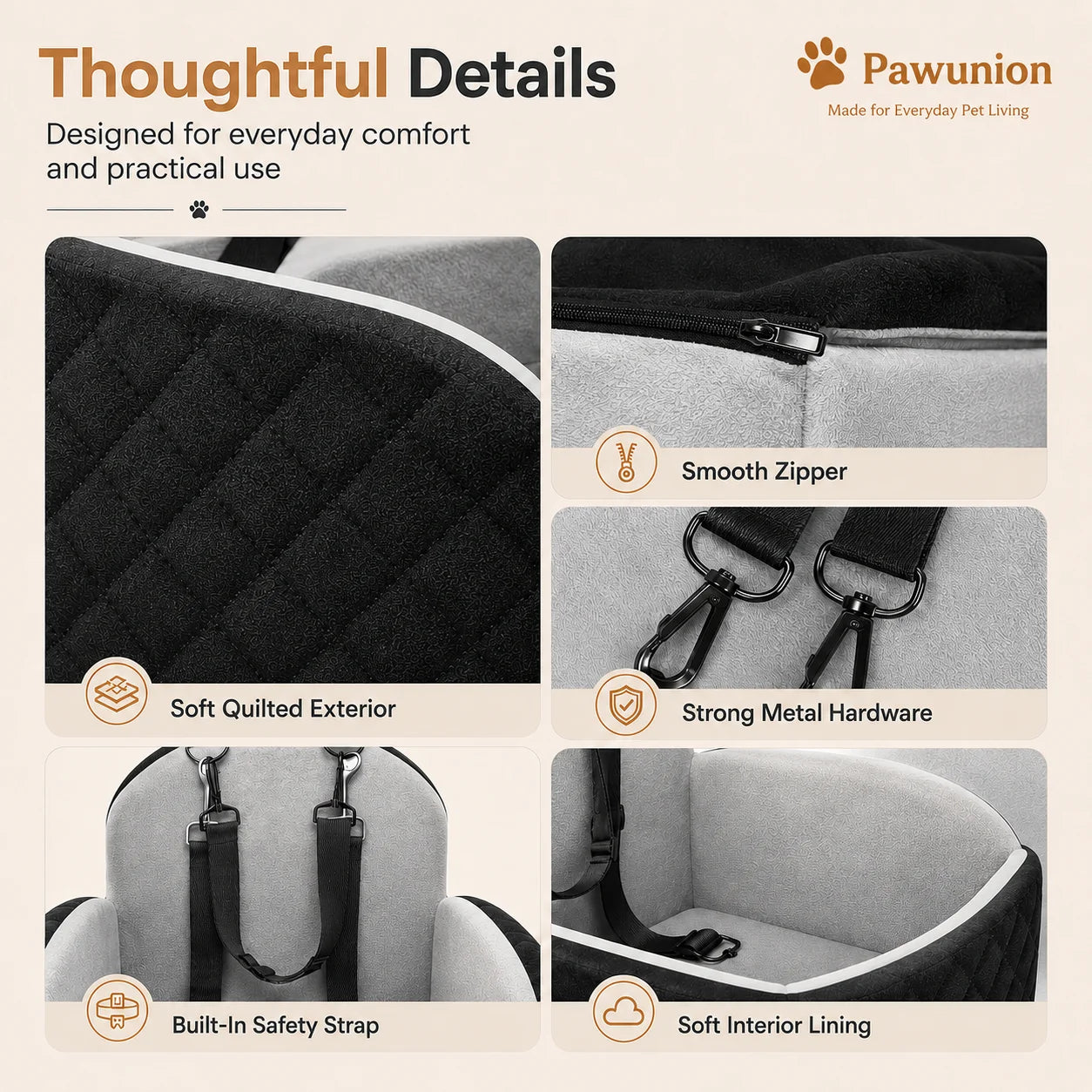 Memory Foam Dog Booster Car Seat With Cooling Mat – Up to 55 lb