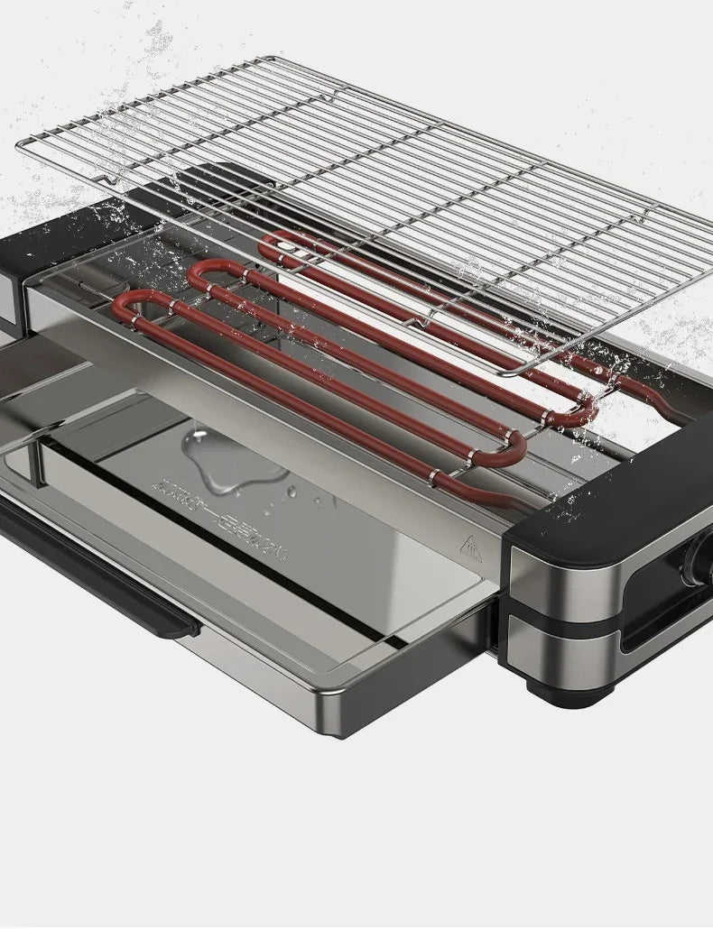 AMERZIS Stainless Steel Electric Grill With Temperature Control And Removable Surface