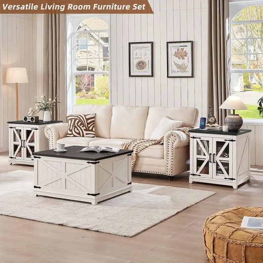 Three Piece Coffee And End Table Set With Charging Station