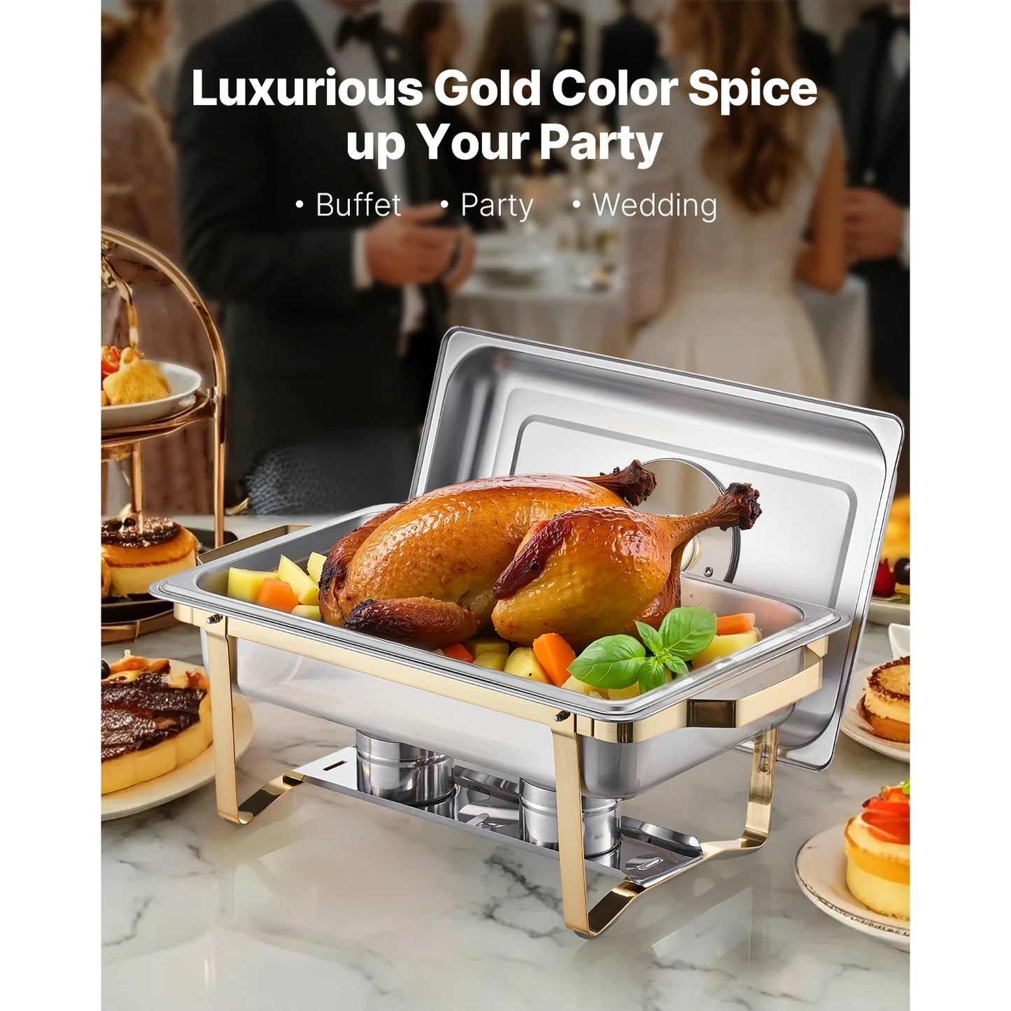 SSucceBuy 8 Qt 2 or 4 Pack Chafing Dish Buffet Set