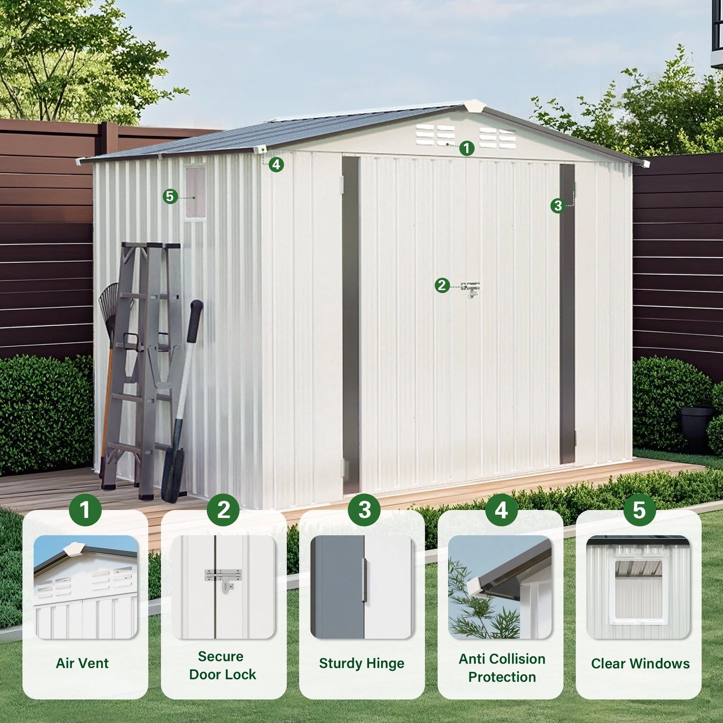 Susua Metal Outdoor Storage Shed With Lockable Door And Window