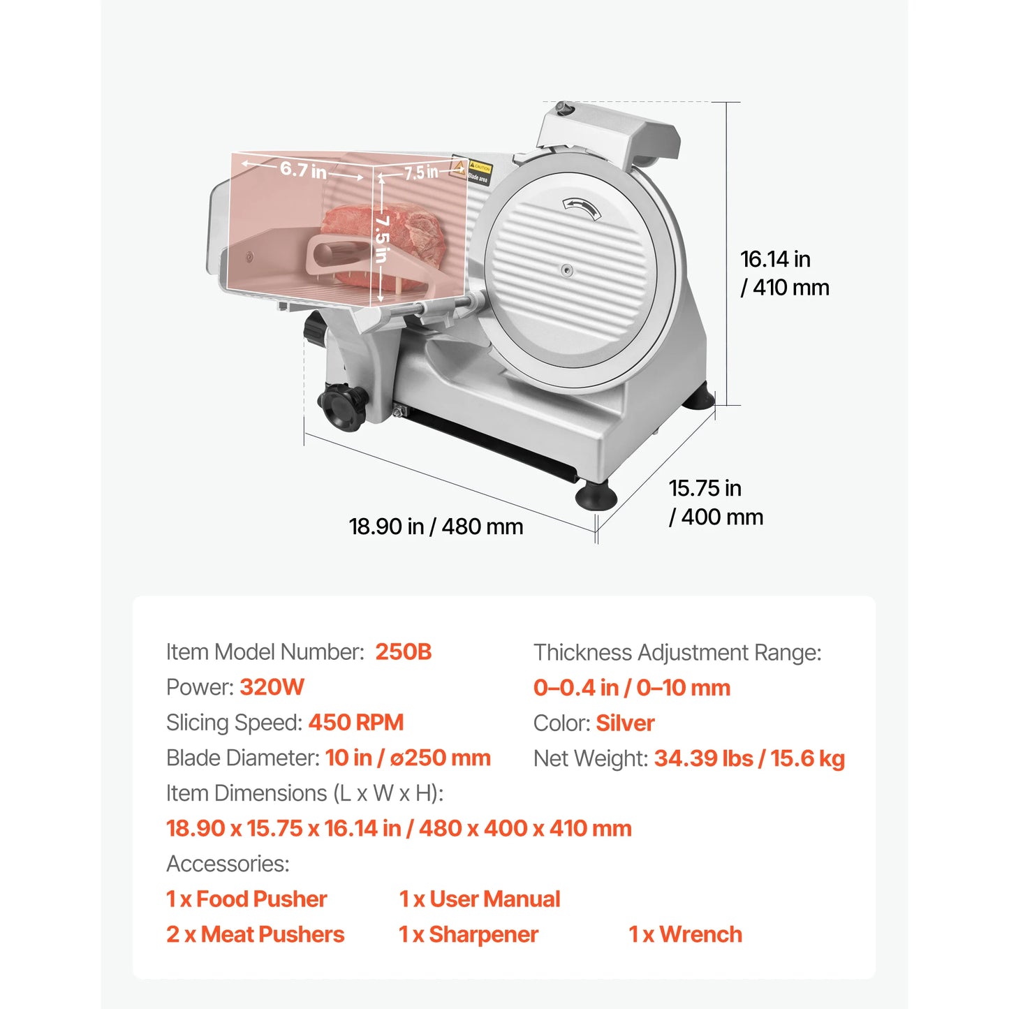 320W Commercial Meat Slicer With SUS420 Blade For Precise Slicing