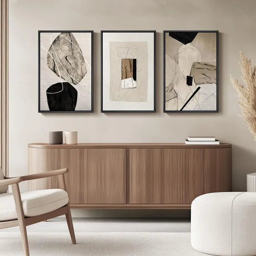 Abstract Triptych Wall Art Set Of 3 Canvas Prints Interiors
