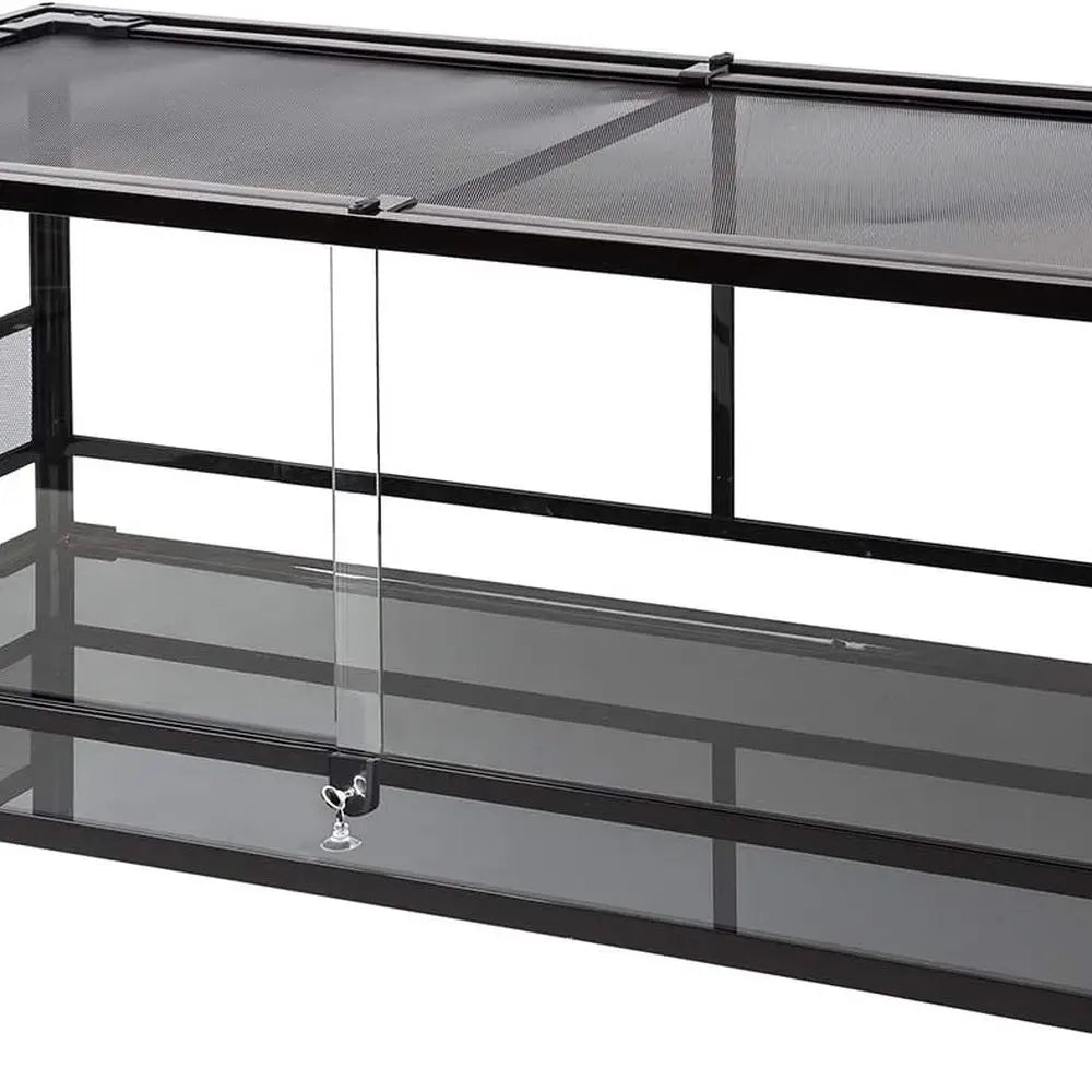 Glass Front Reptile Terrarium With Sliding Screen Door Ventilation