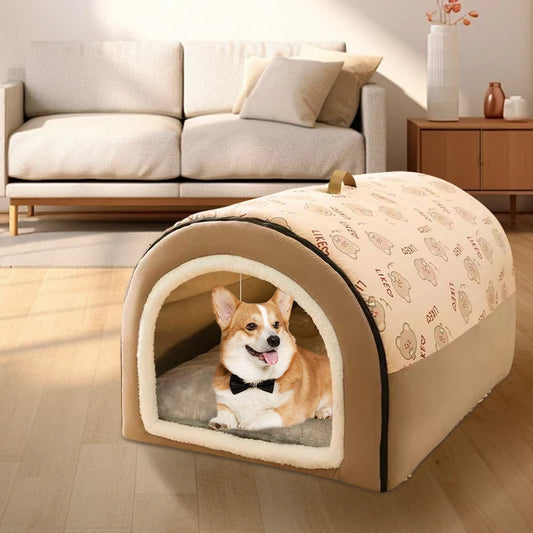 Cozy Plush Dog Nest Bed With Detachable Cover For Pets