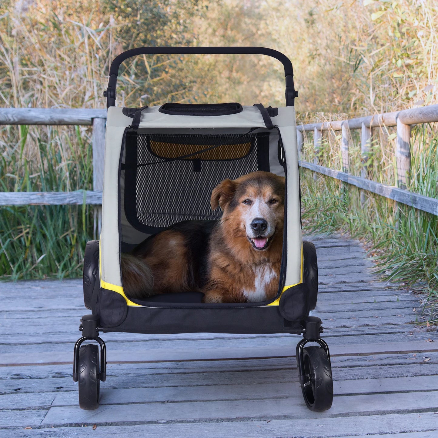 Portable Dog Stroller Four Wheel Foldable Travel Carrier