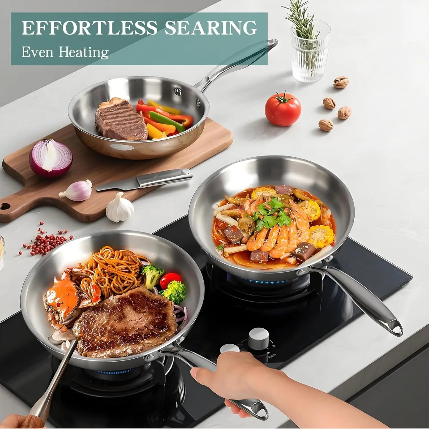 Pots And Pans Set Stainless Steel Cookware Induction Compatible Oven Safe