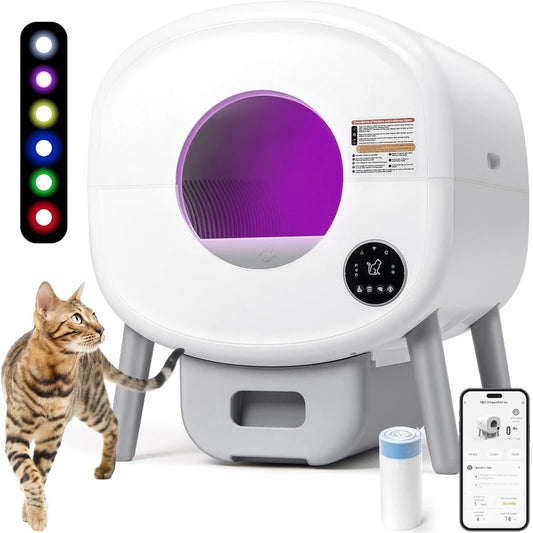 Smart Automatic Litter Box for Multiple Cats with App Control