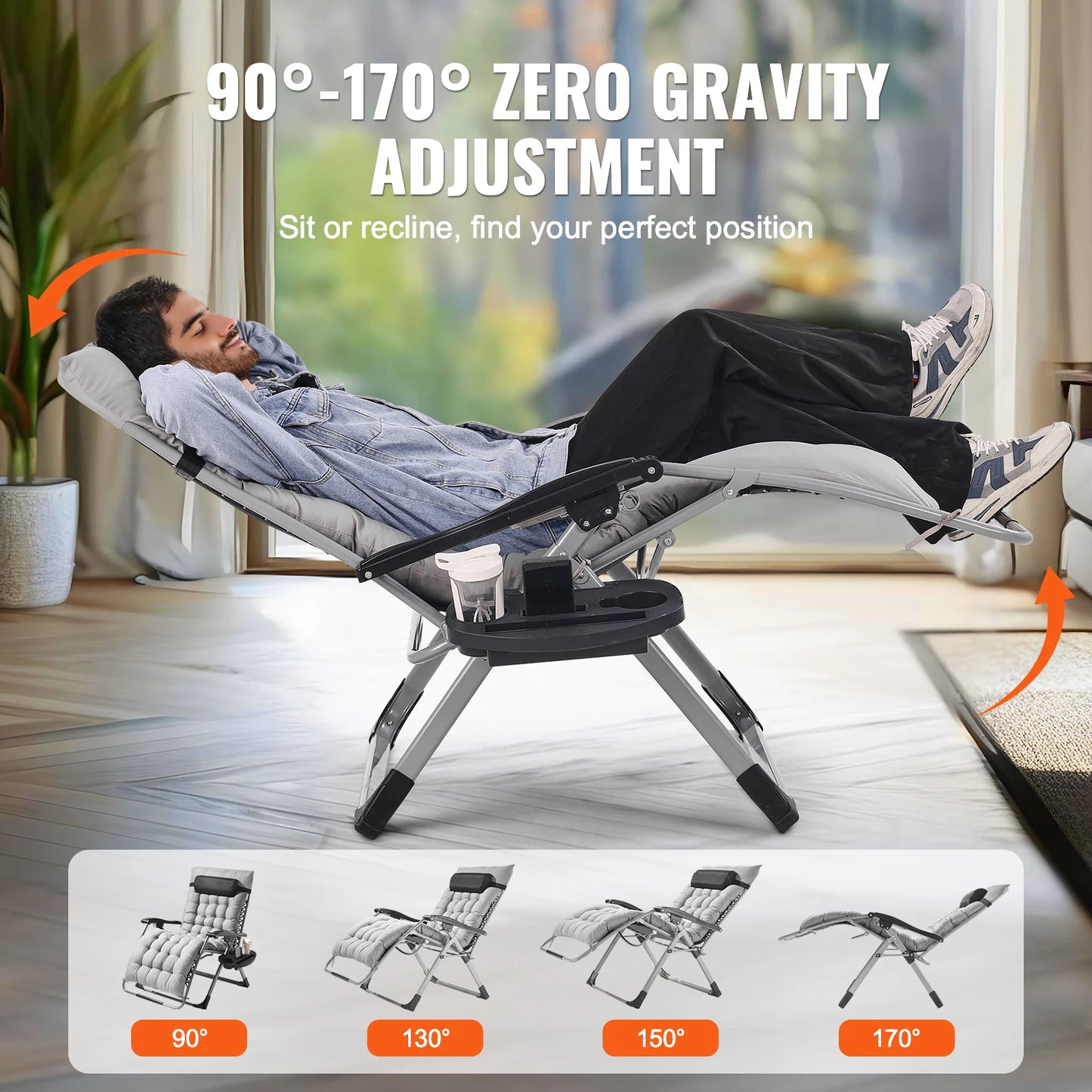 SucceBuy Zero Gravity Lounge Chair With Adjustable Recline And Cupholder