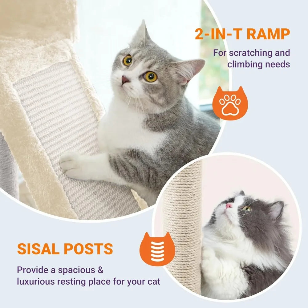 Multi Level Cat Tree With Condo Hammock And Scratching Post