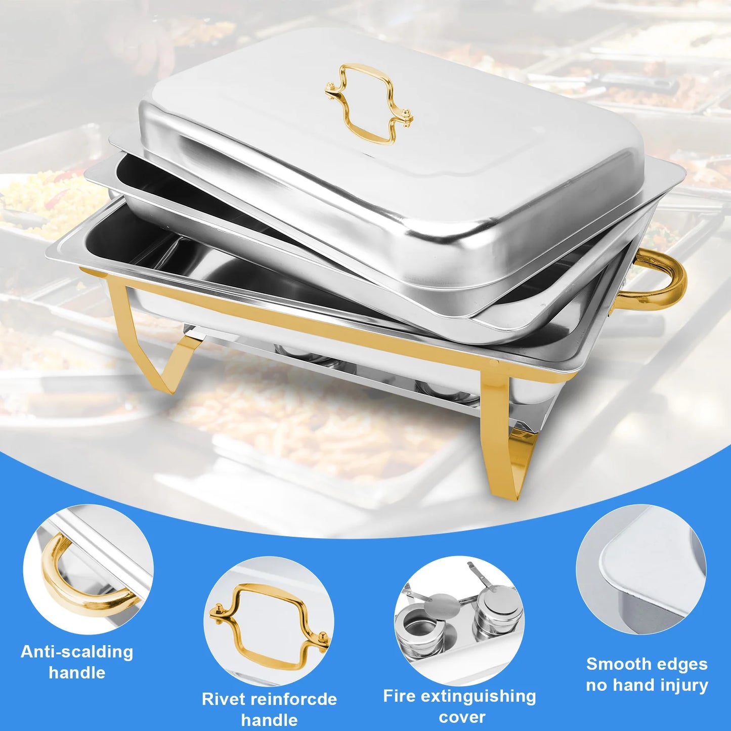 Stainless Steel Chafing Dishes Buffet Set For Catering And Events
