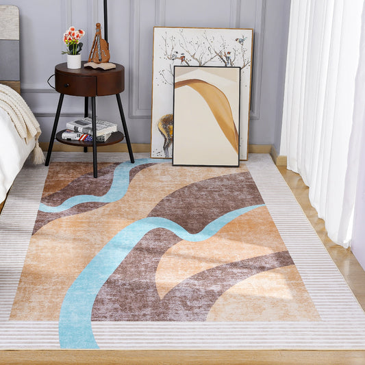 Machine Washable Vintage Area Rug With Non Slip Backing