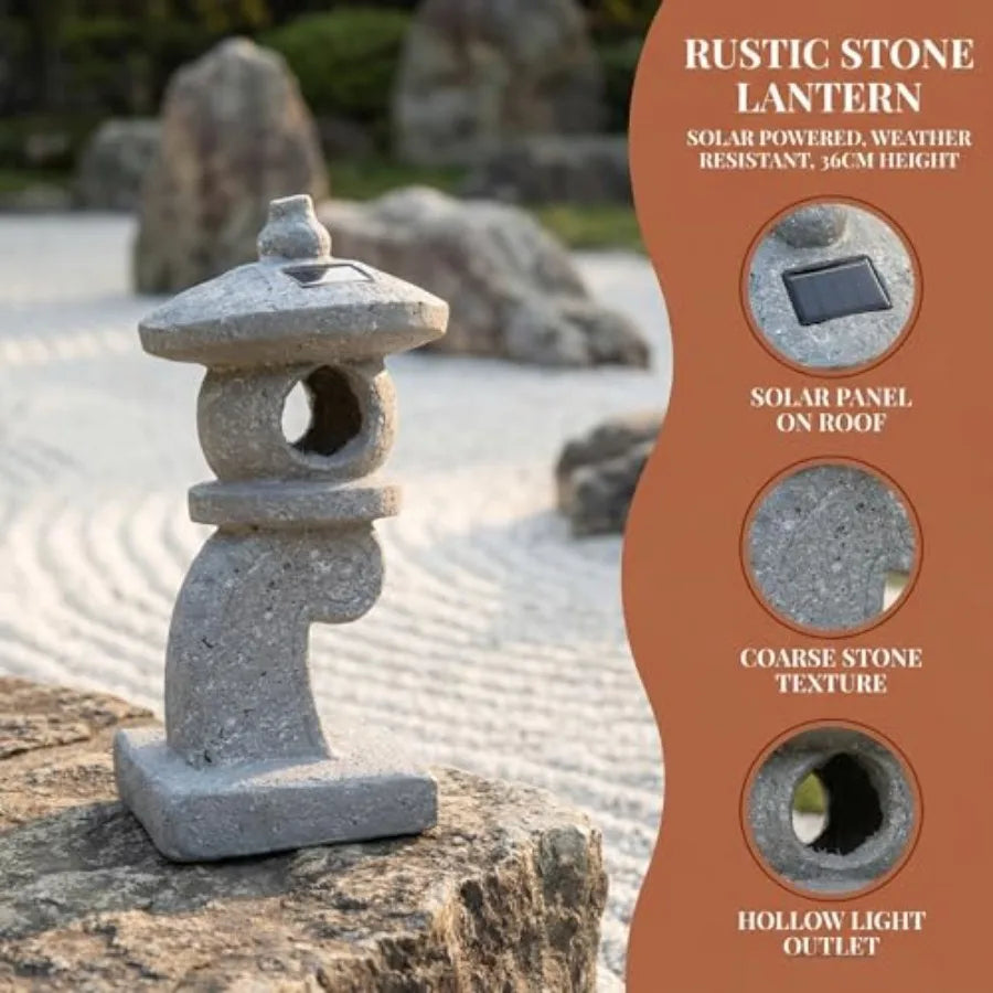 Solar Zen Pagoda Garden Statue With LED Light For Outdoor Decor