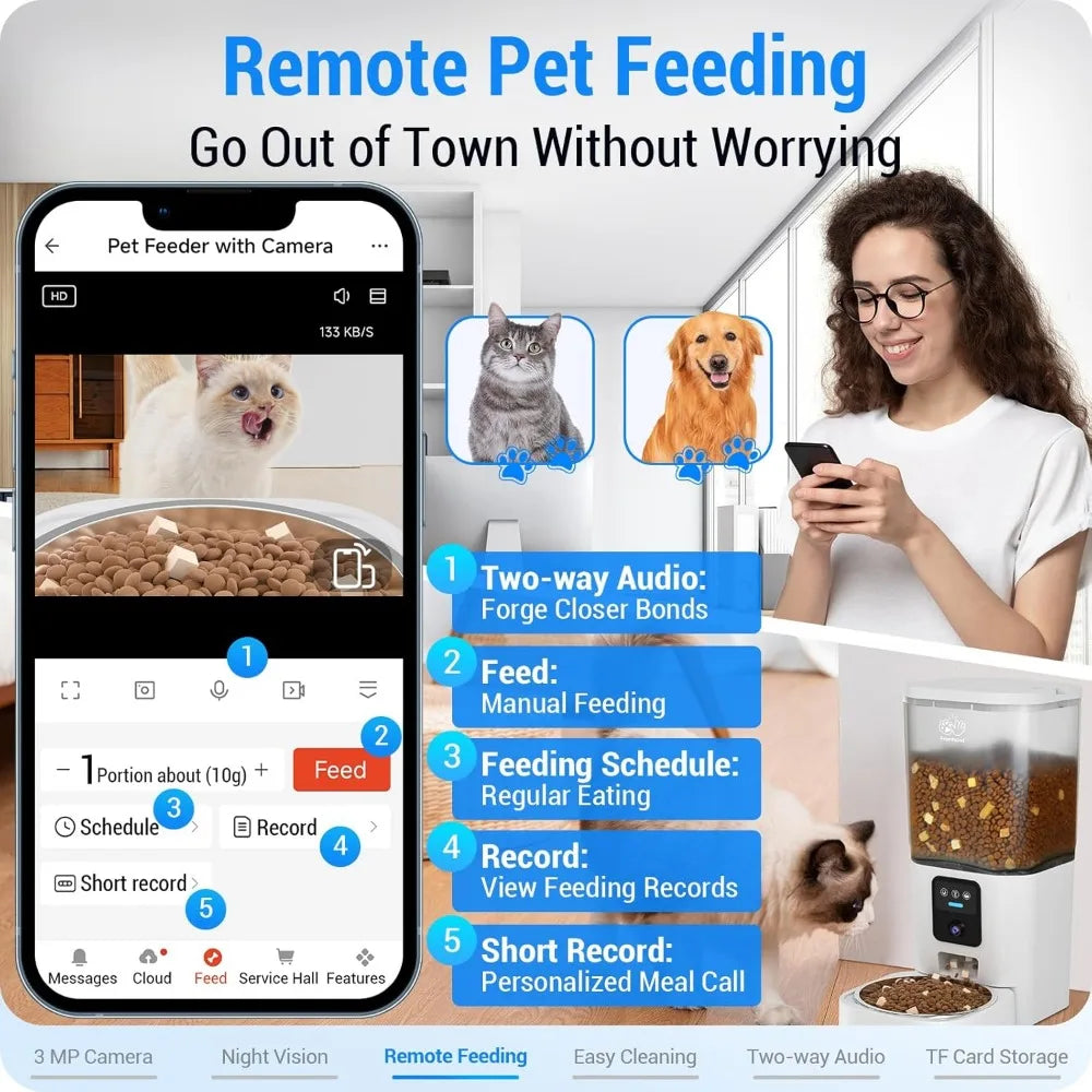 Smart Pet Feeder With Camera For Cat And Dog Feeding