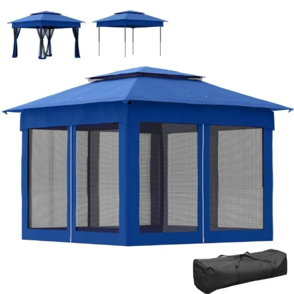 Pop-Up Canopy 10.5' x 10.5' Gazebo with Mesh Screen Walls | Portable Outdoor Shelter
