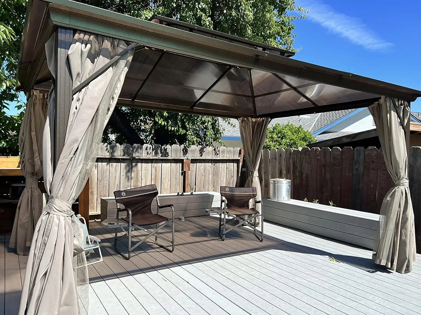 Hardtop Gazebo With Aluminum Frame Curtains Outdoor Shelter