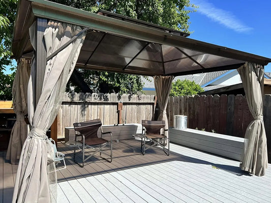 Hardtop Gazebo With Aluminum Frame Curtains Outdoor Shelter