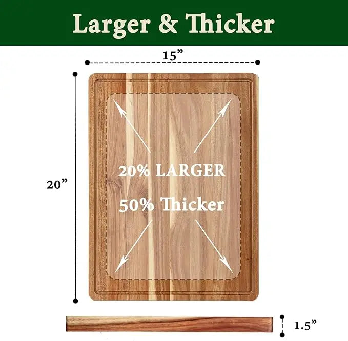 Premium Acacia Wood Butcher Block Cutting Board With Side Handles