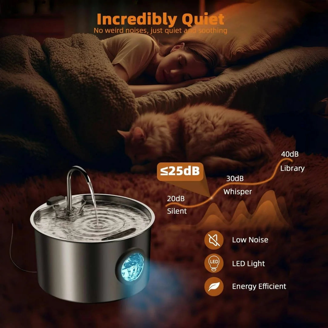 Stainless Steel Cat Water Fountain Automatic With Replaceable Filters