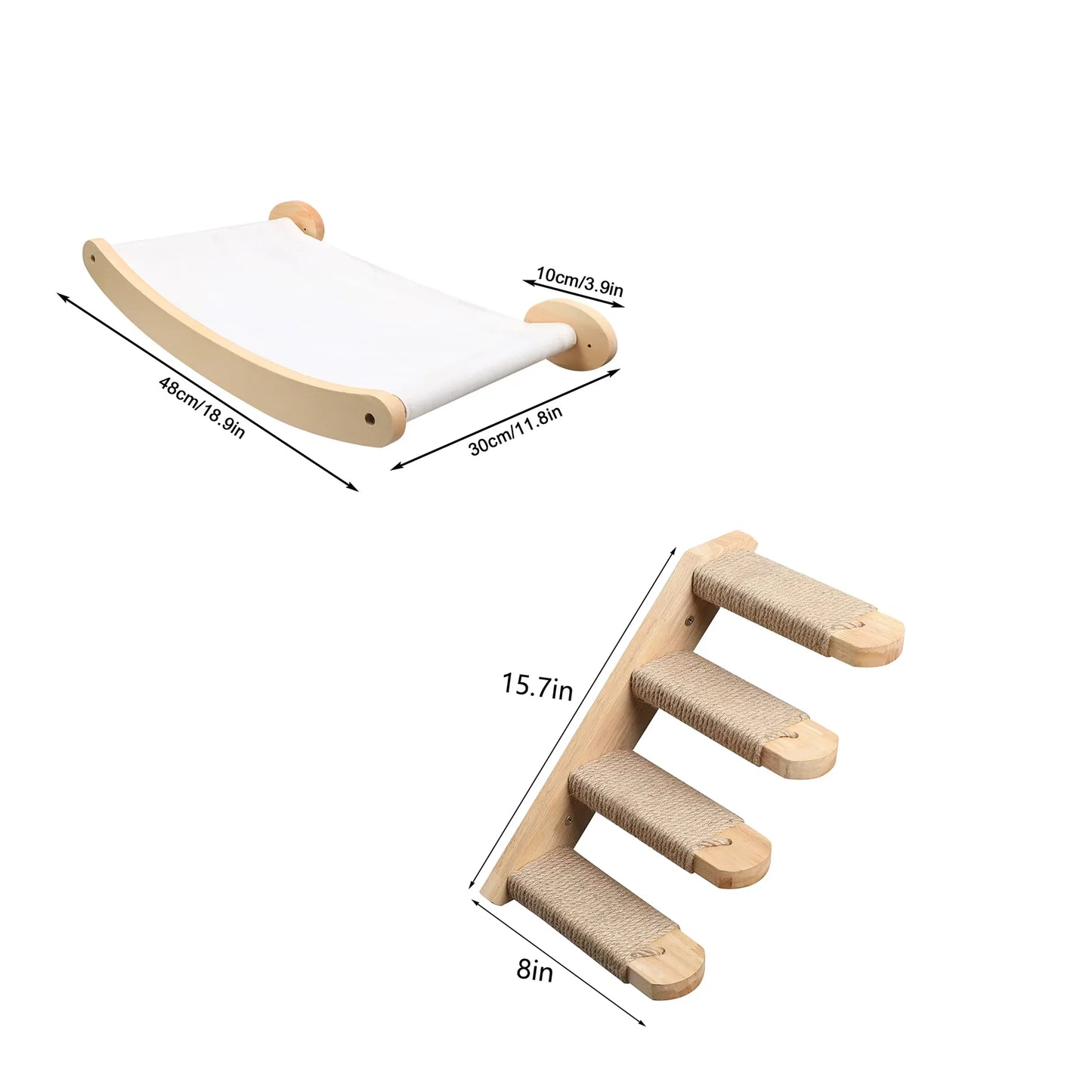 Wall-Mounted Cat Hammock &amp; Climbing Shelf with Sisal Scratcher