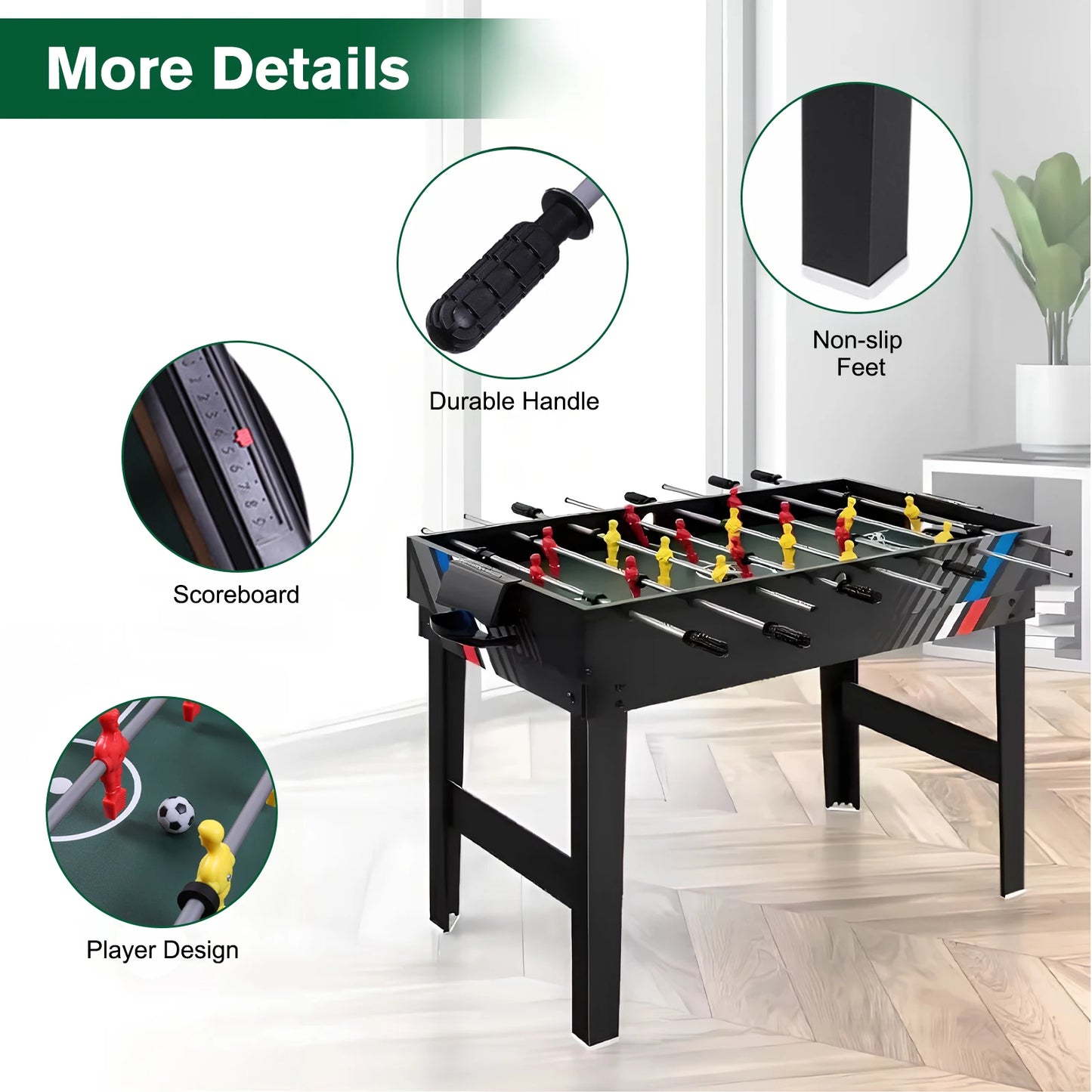 4-in-1 Multi Game Table | Foosball, Billiards, Air Hockey & Table Tennis for Family Game Rooms