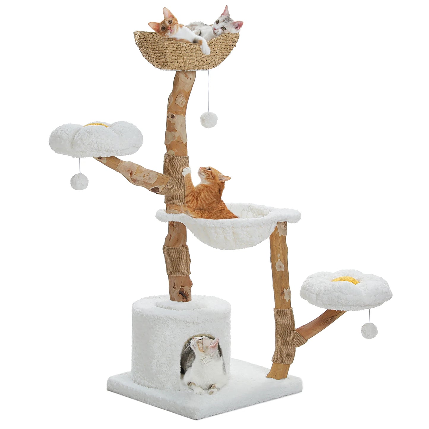 Cat Tree Tower With Sisal Scratching Post And Wicker Bed