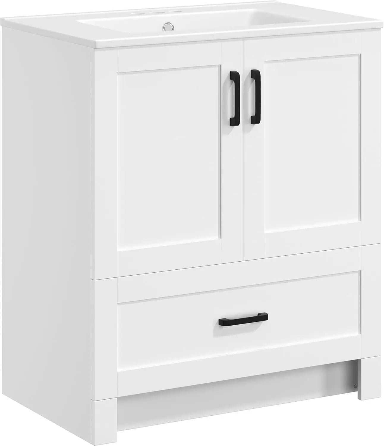 Freestanding Bathroom Vanity With Ceramic Basin And Soft Closing Doors