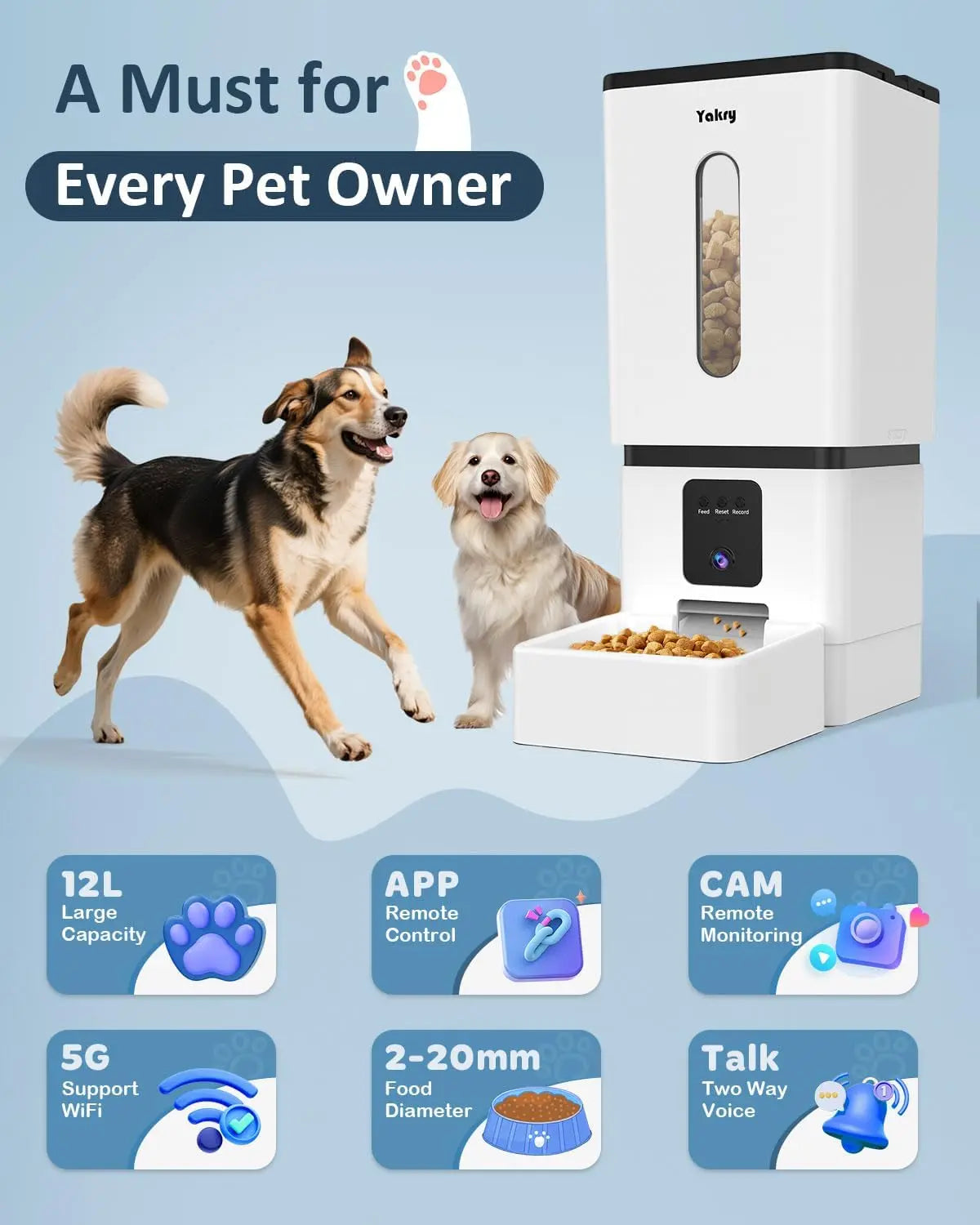 Smart Automatic Dog Feeder With Camera And WiFi App Control