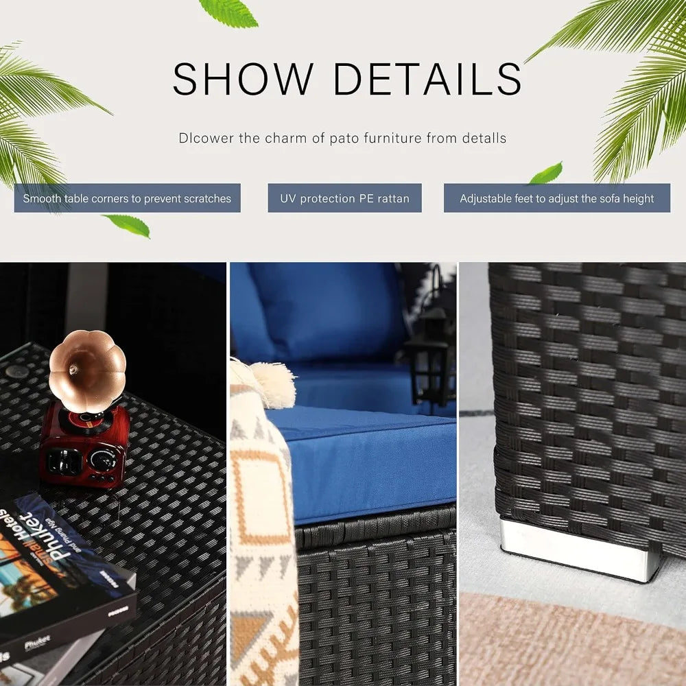 Modern Outdoor Rattan Patio Furniture Set Five Piece