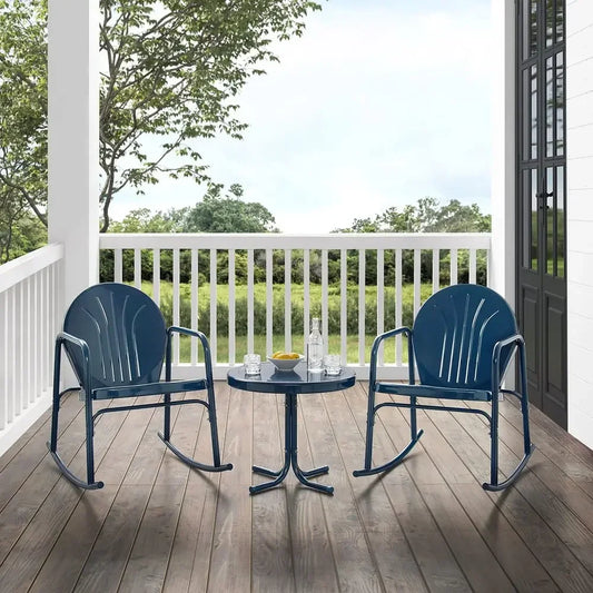Retro Metal Outdoor Rocking Chair and Side Table Set
