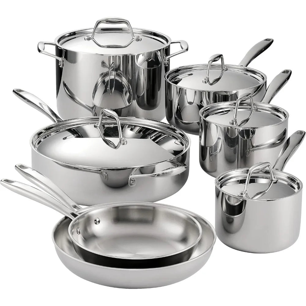 Signature Tri Ply Clad Stainless Steel Cookware Set For Induction